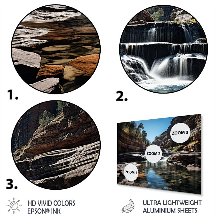 DesignArt Canyon Ephemeral Waterfalls Landscapes Metal Wall Decor Set Wayfair Canada